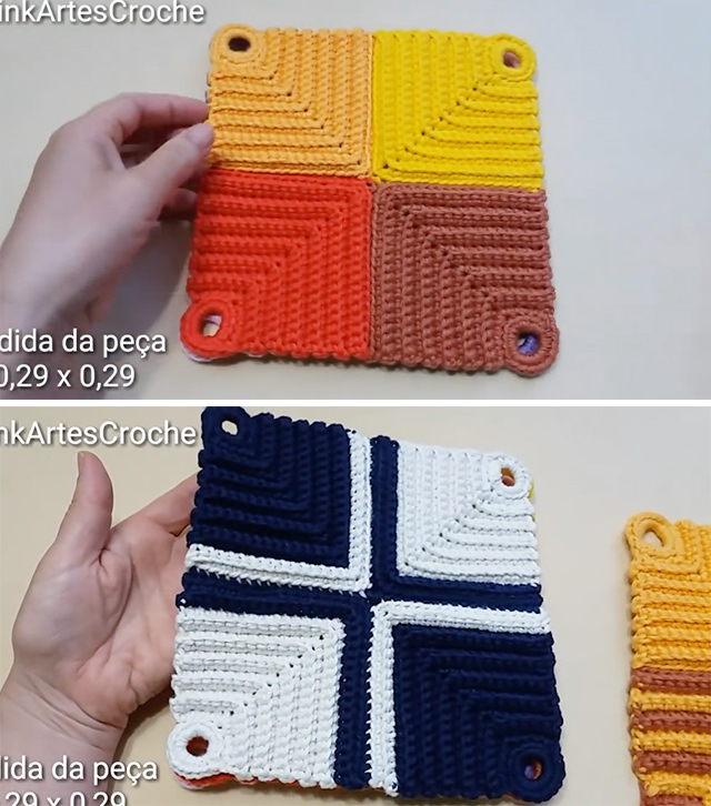 Crochet Rectangular Coaster Sided - Learn how to make this charmingly unique crochet rectangle coaster in different colors and patterns! Keep reading for a materials list and a few additional creative ideas to incorporate to your crochet coaster.