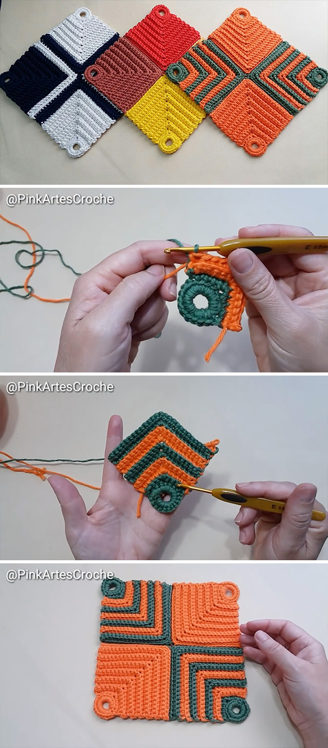 Crochet Rectangular Coaster - Learn how to make this charmingly unique crochet rectangle coaster in different colors and patterns! Keep reading for a materials list and a few additional creative ideas to incorporate to your crochet coaster.