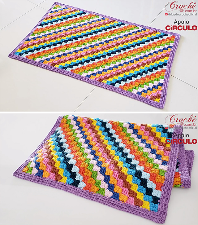 Crochet Rug Sided - This tutorial covers how to make a colourful and simple crochet rectangular rug. You can use many different yarn colours from all of the thread leftovers you have saved over your period of crocheting in the hopes of reusing them!