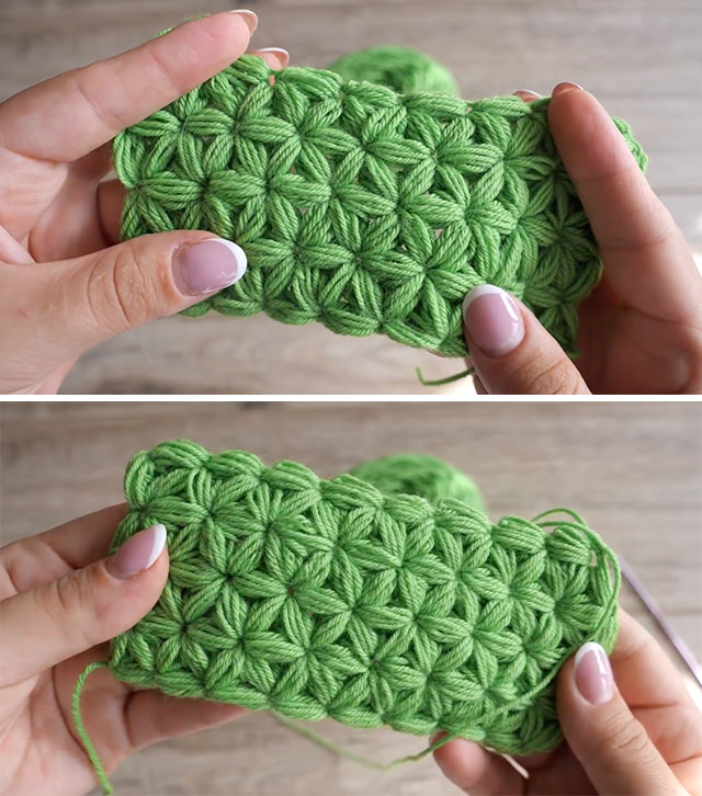 Crochet Star Stitch Sided - This gorgeous crochet star stitch is creative and decorative for so many crochet projects. This is an enjoyable beginner stitch and it makes the perfect embellishment for accessories!