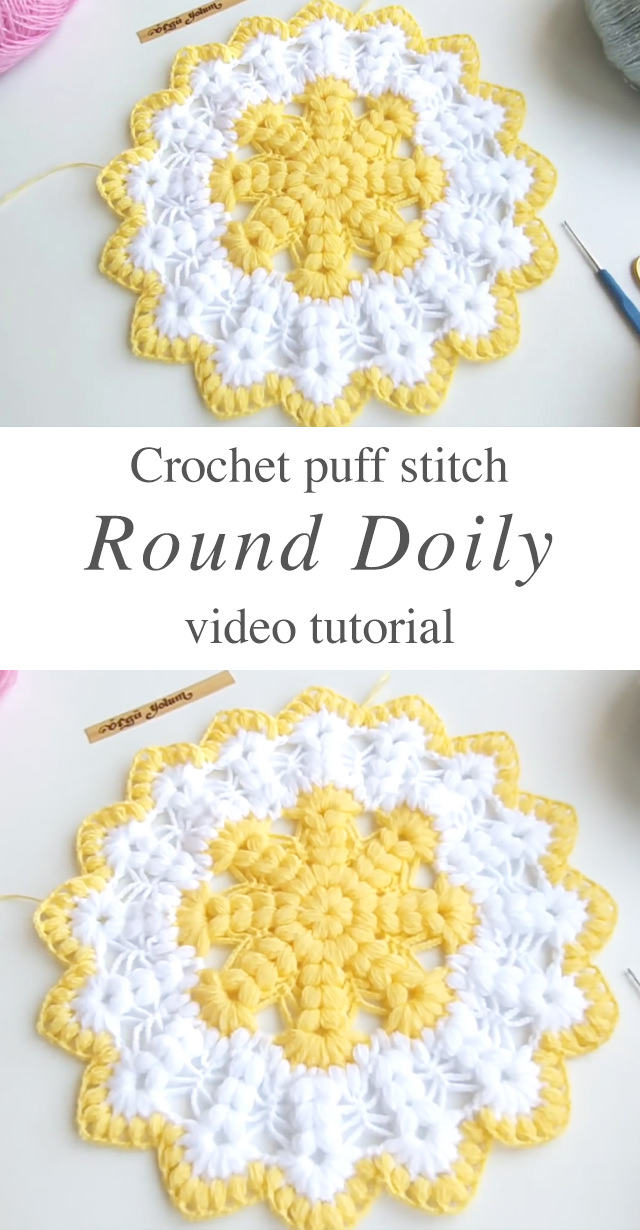 Crochet Puff Stitch Round Doily - Watch this free video tutorial to learn the crochet puff stitch round doily! This crochet puff stitch has a very interesting texture of any crochet pattern I have encountered!