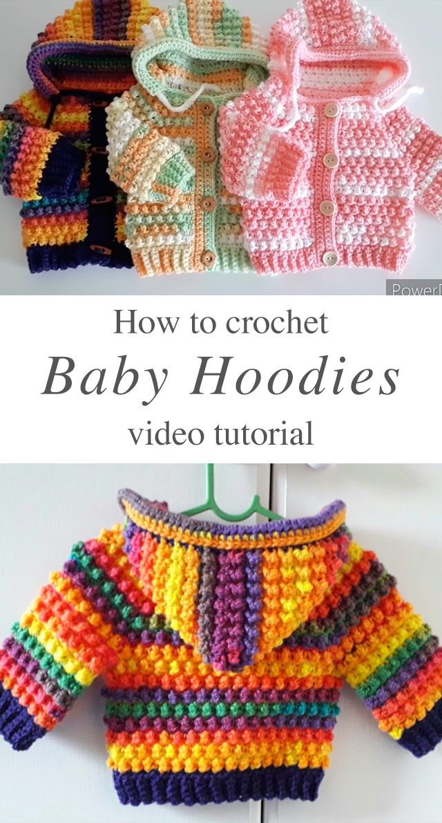 Crochet Baby Hoodie - Make this beautiful crochet baby hoodie for any special child in your life. This hoodie is so easy and fun to crochet, and it has the bobble or goosebump stitch.