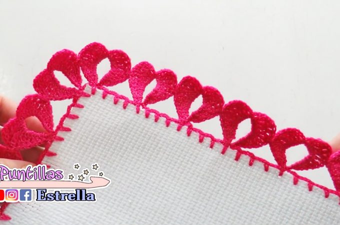 Crochet Hearts Border Featured Image - This beautiful crochet hearts border is a popular crochet project because it beautifies objects and accessories. Watch this free video tutorial to learn how to make this crochet border.