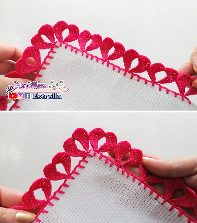 Crochet Hearts Edge Sided - This beautiful crochet hearts border is a popular crochet project because it beautifies objects and accessories. Watch this free video tutorial to learn how to make this crochet border.