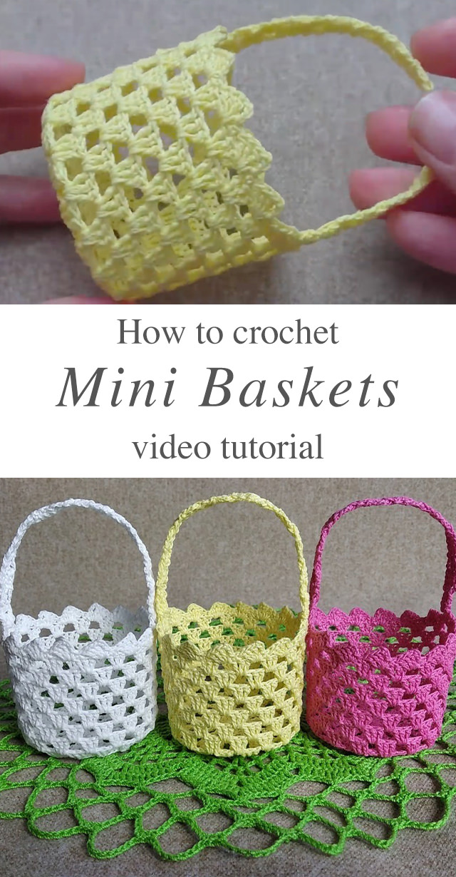 Crochet Mini Basket - Learn how to make this beautiful crochet mini basket by watching this free video tutorial with simple instructions! It has a beautiful lace pattern and makes the perfect storage container.
