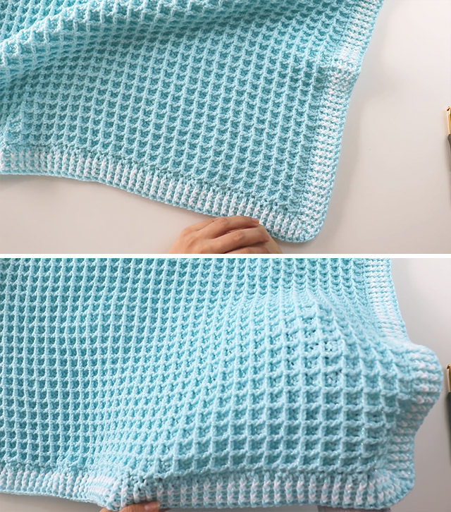 Crochet Waffle Blanket Sided - This free video tutorial covers how to create an adorable crochet waffle stitch blanket. Crocheting a baby blanket is so much fun and easy for beginners to make!