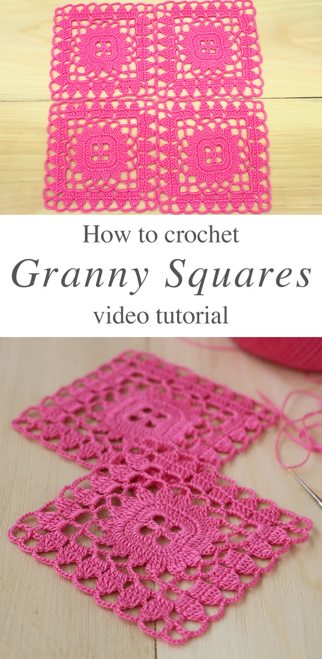 Crochet Granny Square Motif - This free video tutorial will show you how to crochet a classic flower granny square motif. Keep reading the article for additional creative granny square crochet ideas!
