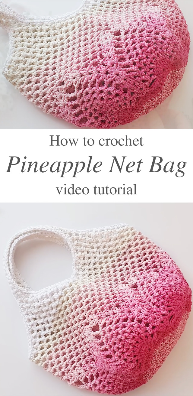 Crochet Pineapple Net Bag - This free video tutorial in English subtitles covers how to make a crochet pineapple net bag, a unique stitch that I challenge all beginners to try!! You will learn that crocheting this charming accessory is not only simple, but also a lot of fun!