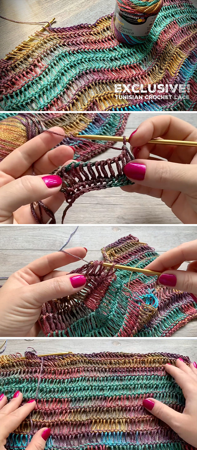 Crochet Tunisian Lace Pattern - This free video tutorial in English subtitles will teach you how to make the crochet Tunisian lace stitch! This crochet Tunisian lace stitch will come in handy if you prefer your crochet work to look knitted for a specific project.