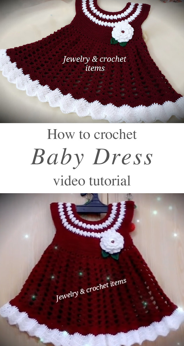 Crochet Baby Dress For Girls - Make this beautiful crochet baby dress for any special child in your life. Watch this free video tutorial in translated English subtitles to learn how to make this beautiful baby dress.