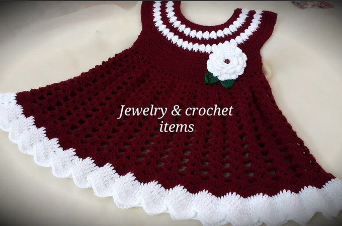 Crochet Baby Girl Dress Featured - Make this beautiful crochet baby dress for any special child in your life. Watch this free video tutorial in translated English subtitles to learn how to make this beautiful baby dress.
