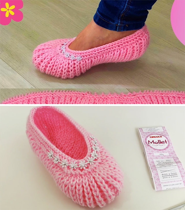 Easy Knitted Slippers For Women Sided - Not only do these easy knitted slippers can prevent a cold that is caused by walking barefoot around the house, they also help maintain a fashionable-yet-comfy home look!