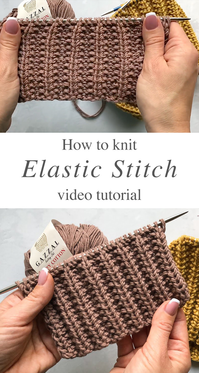 Elastic Knitting Stitch - This interesting and very effective elastic knitting stitch makes a unique texture! The stitch makes a beautiful double sided tight pattern that you can use to make a variety of knitting projects!