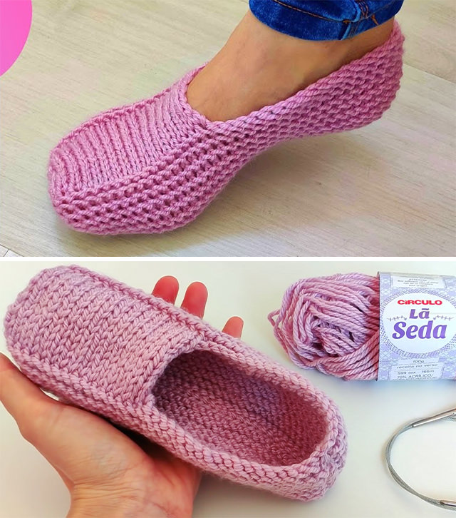 Knit Moccasin Slippers Tutorial Sided - Not only do these gorgeous knitted moccasin slippers can prevent a cold that is caused by walking barefoot around the house, they also help maintain a fashionable-yet-comfy home look!