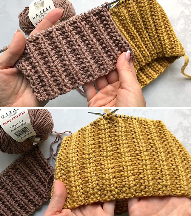 Stretchy Knitting Stitch Sided - This interesting and very effective elastic knitting stitch makes a unique texture! The stitch makes a beautiful double sided tight pattern that you can use to make a variety of knitting projects!