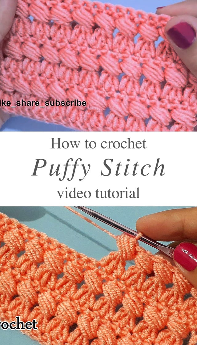 Puffy Crochet Stitch - Watch this tutorial to learn a lovely puffy crochet stitch! This crochet puff stitch has the most interesting texture of any crochet pattern I have encountered!