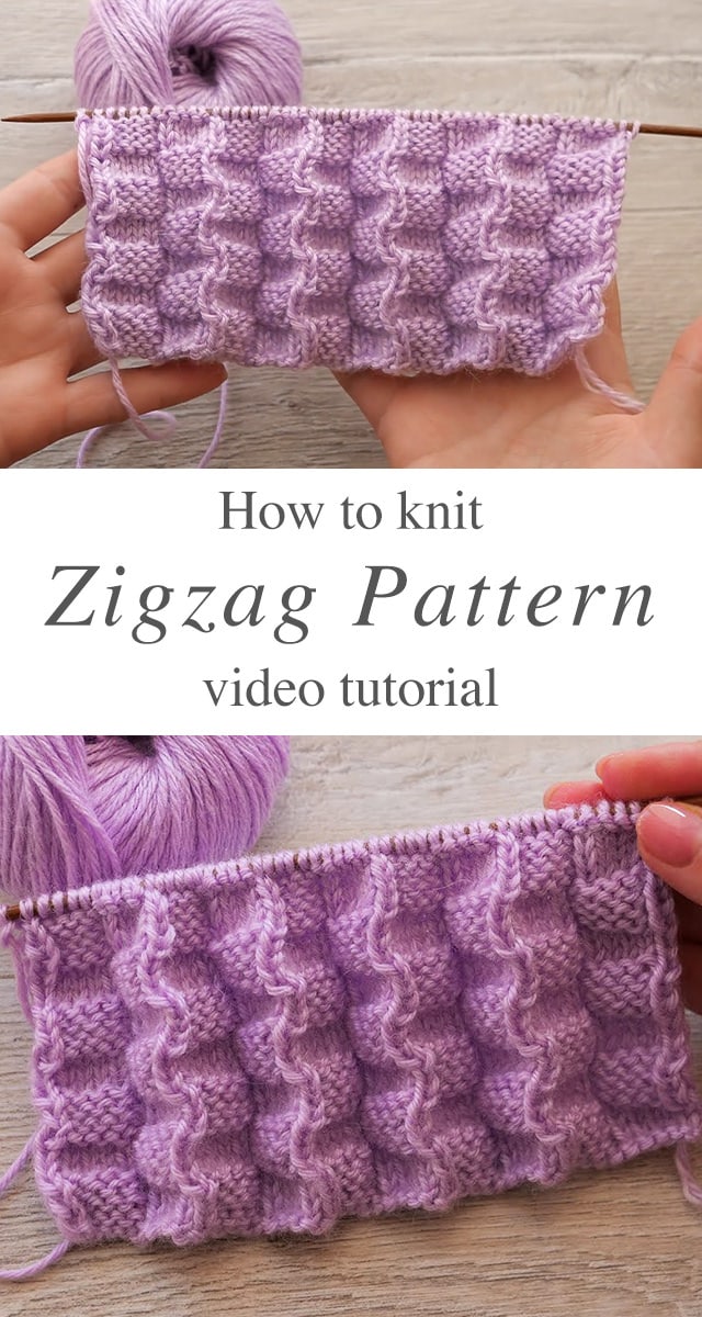Zigzag Knit Pattern - This interesting and very effective zigzag knit pattern comes with warm bulkiness! Watch this free video tutorial in English subtitles to make the perfect 3D double sided knitted project.