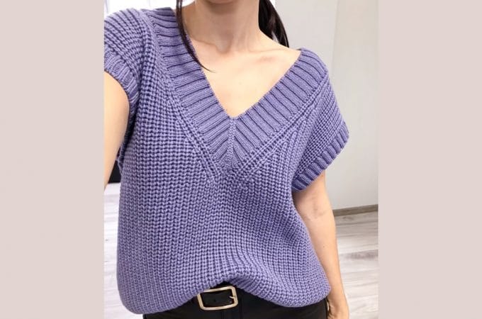 V Neck Knit Sweater Featured - This tutorial will teach you how to make a wonderful v neck knit sweater using a lovely pattern. This pattern will prove to be useful when you are knitting a sweater or vest for yourself, other ladies in your life or for babies.
