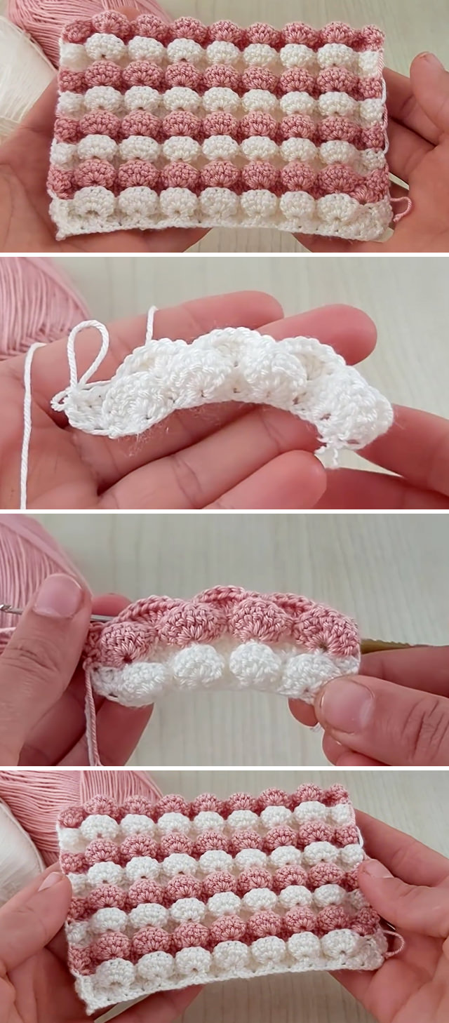 Bobble Crochet Stitch - Learn how to make the beautiful crochet bobble stitch. This stitch is wonderful for any of your favorite crochet projects because it has a cool 3D embossed pattern!