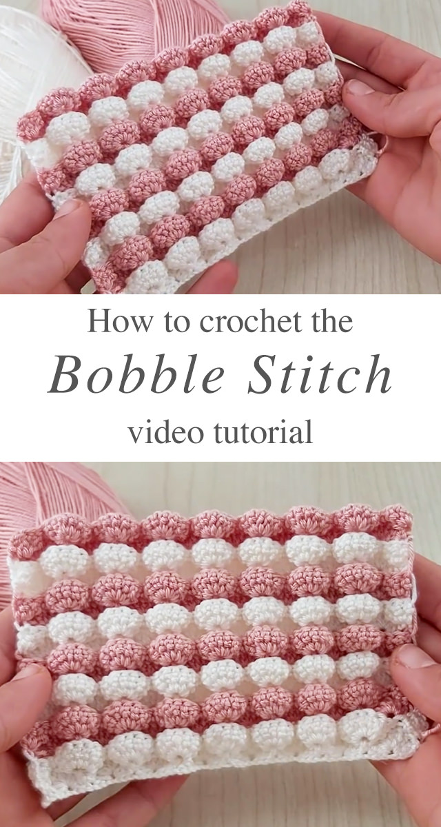 Crochet Bobble Stitch - Learn how to make the beautiful crochet bobble stitch. This stitch is wonderful for any of your favorite crochet projects because it has a cool 3D embossed pattern!