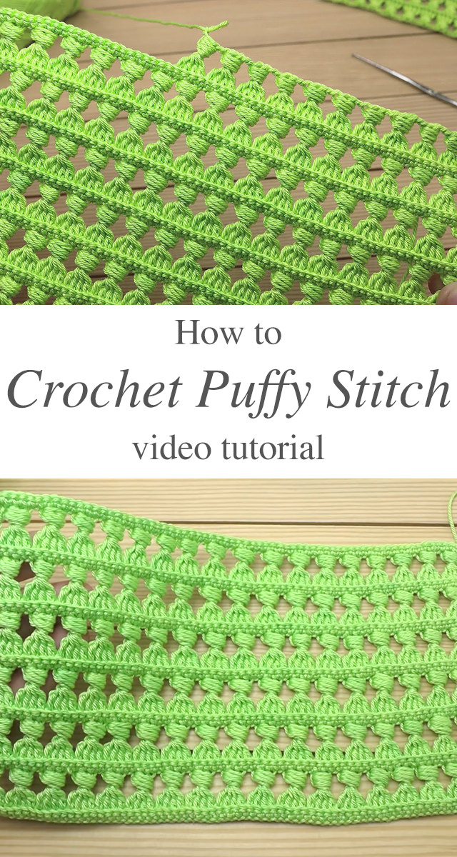 Crochet Puffy Stitch - Watch this tutorial to learn this crochet puffy stitch! This stitch makes the most interesting texture of any crochet pattern I have encountered!