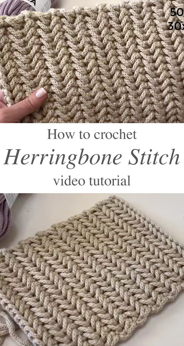 Herringbone Crochet Stitch - Learn how to make the beautiful herringbone crochet stitch. This stitch is wonderful for beginners because it uses simple techniques that most crocheters are familiar with, such as the single crochet.