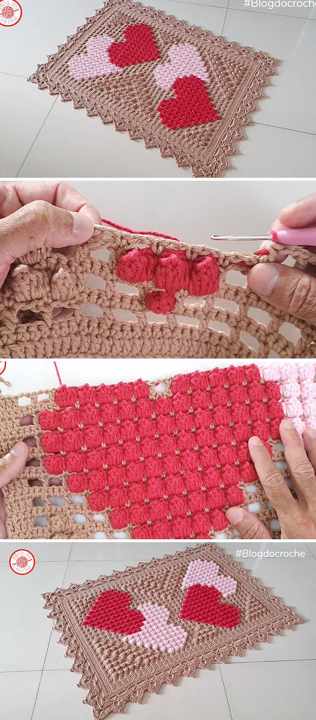 Crochet Heart Rug - This video tutorial covers how to crochet hearts rug. This beautiful rug incorporates any thread of your choice into a colourful rug with a lovely texture.