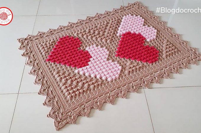 Crochet Hearts Rug Featured - This video tutorial covers how to crochet hearts rug. This beautiful rug incorporates any thread of your choice into a colourful rug with a lovely texture.