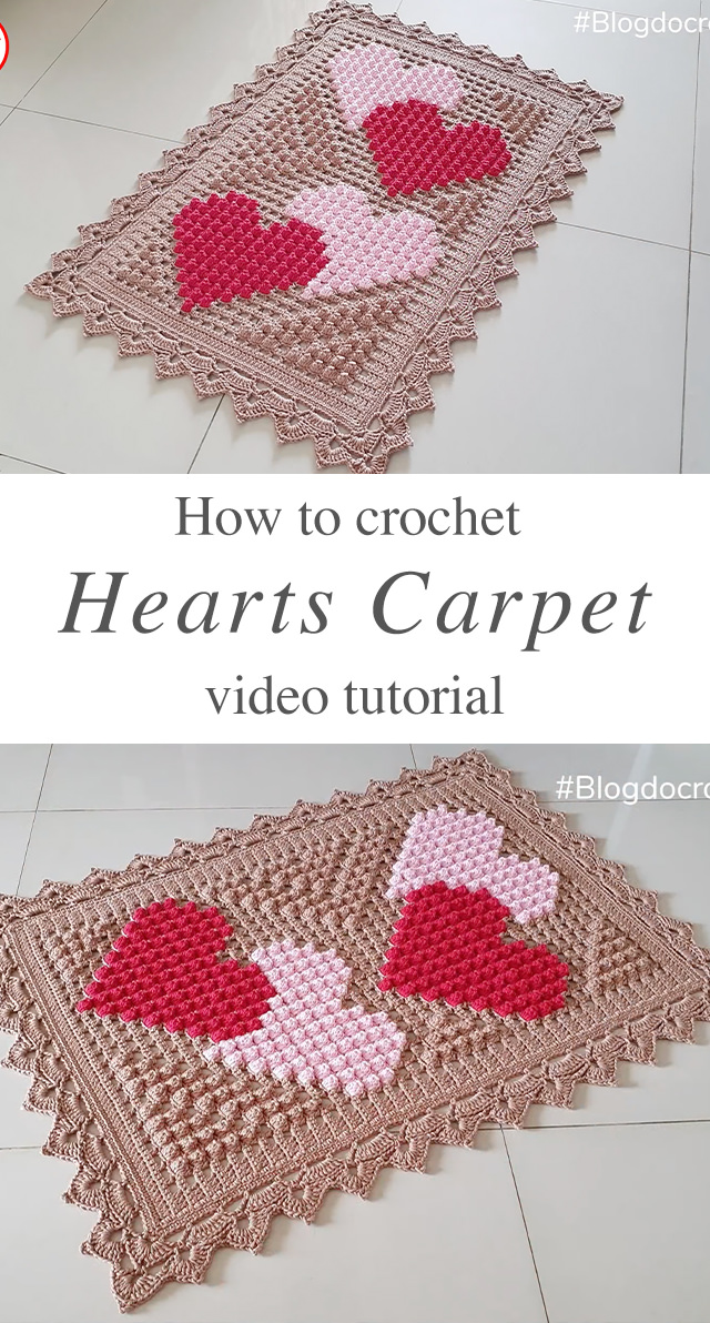 Crochet Hearts Rug - This video tutorial covers how to crochet hearts rug. This beautiful rug incorporates any thread of your choice into a colourful rug with a lovely texture.