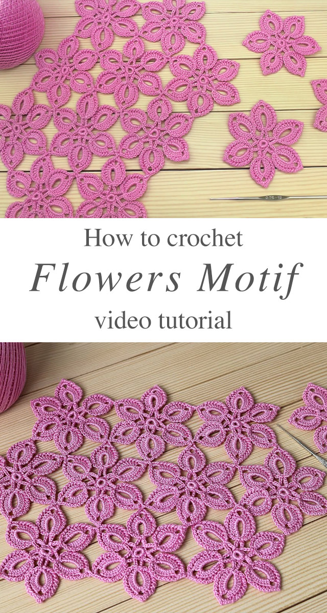 Crochet Lace Flower Motif - This adorable crochet lace flower motif is creative and decorative for so many projects. Watch tutorial in english subtitles to get started on one of the many flower motif projects mentioned below!
