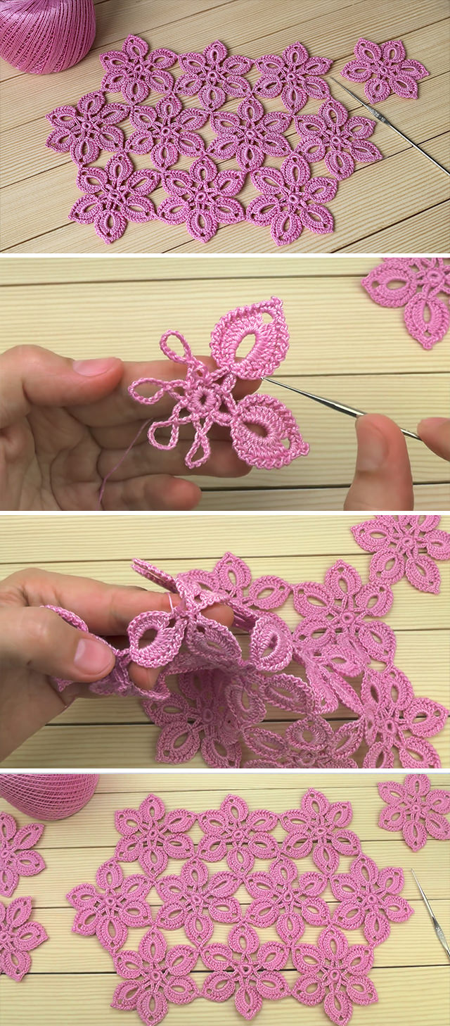 Lace Flower Motif - This adorable crochet lace flower motif is creative and decorative for so many projects. Watch tutorial in english subtitles to get started on one of the many flower motif projects mentioned below!