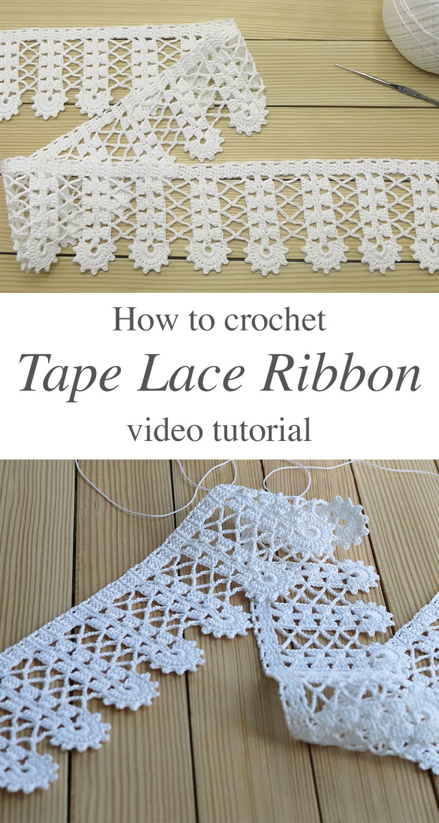 Crochet Tape Lace Ribbon Tutorial - CrochetBeja