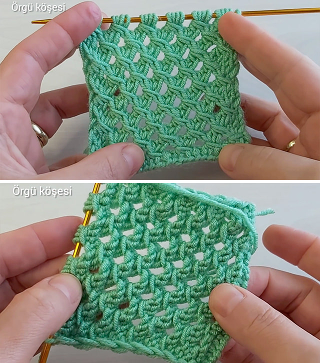 Knit Net Stitch Pattern Sided - Learn the beautiful knitting net stitch by following this tutorial and pattern. Knitting net stitch is the most basic and easiest stitch in the knitting world.