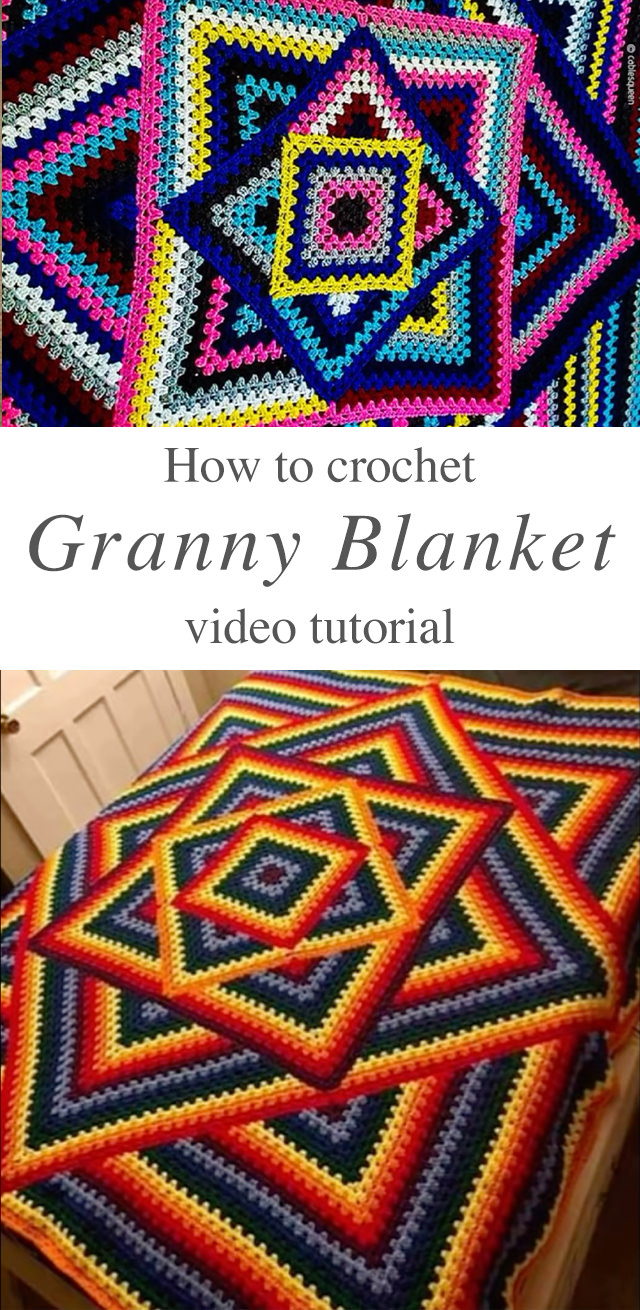 Crochet Granny Square Blanket - This crochet granny square blanket tutorial is super easy to follow and has plenty of instructions. The final look of the fabric is dense and thicker.