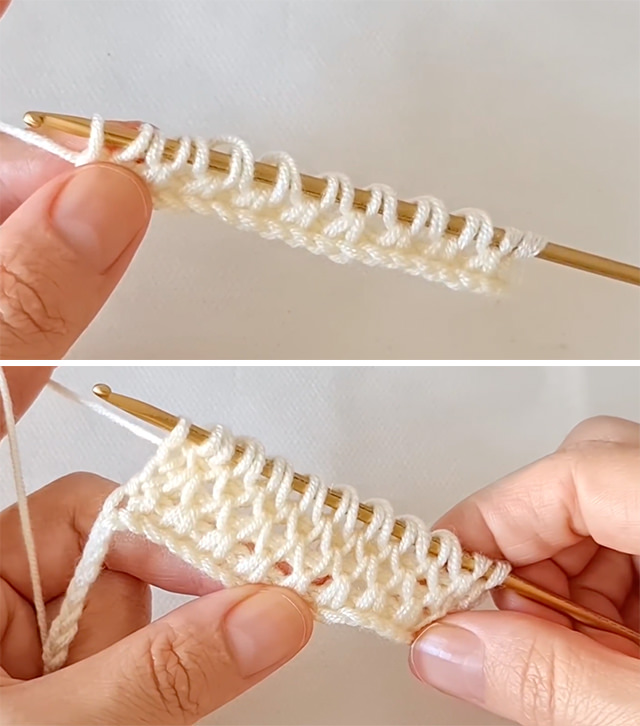 Crochet Honeycomb Stitch Pattern Sided - Learn making the beautiful crochet honeycomb stitch. This is a simple repetitive stitch that creates a gorgeous honeycomb texture.