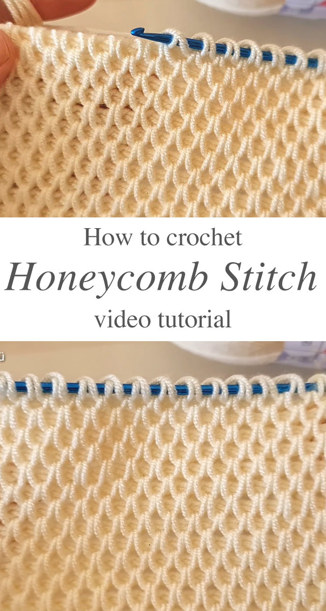 Crochet Honeycomb Stitch - Learn making the beautiful crochet honeycomb stitch. This is a simple repetitive stitch that creates a gorgeous honeycomb texture.