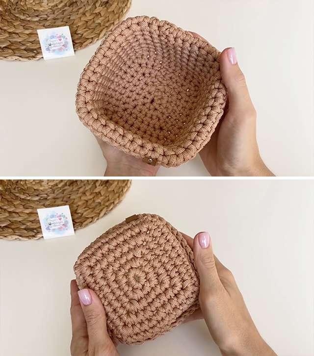 How to crochet a two colors SQUARE BASKET, DIY Tutorial