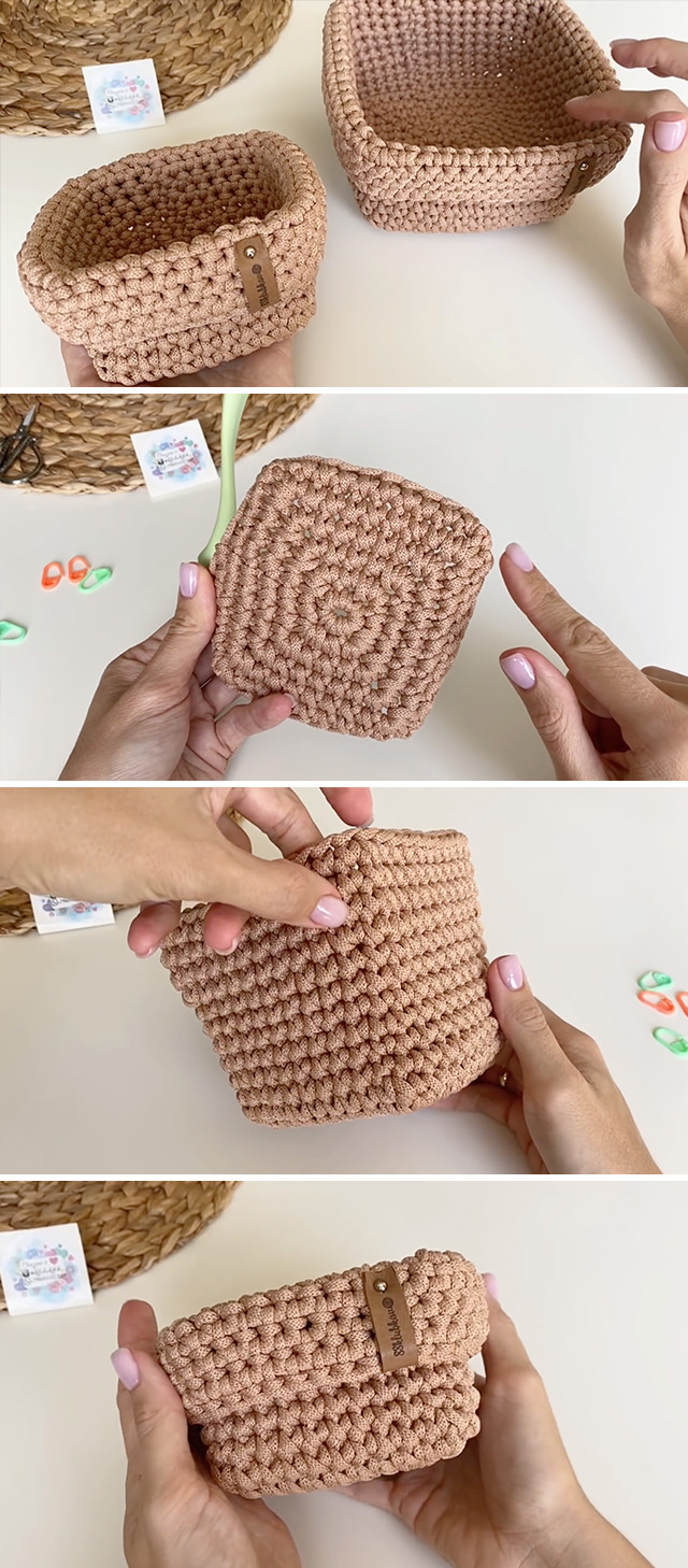 Crochet Square Basket Pattern - Learn making a beautiful crochet square basket. These baskets are a very useful accessory and really quick to make!