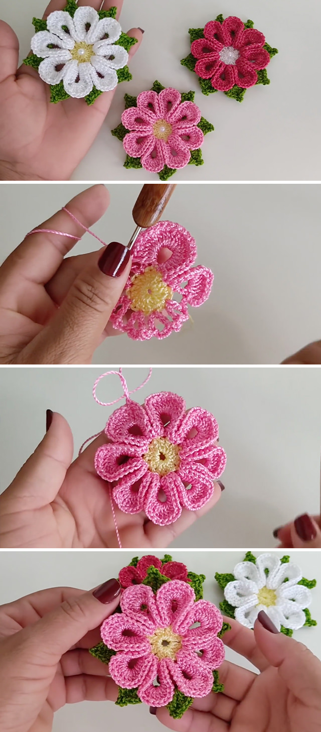 Easy Crochet 3D Flower Pattern - Learn making this easy crochet 3D flower to use it on creative projects. Keep reading for the pattern and tutorial of this lovely flower.
