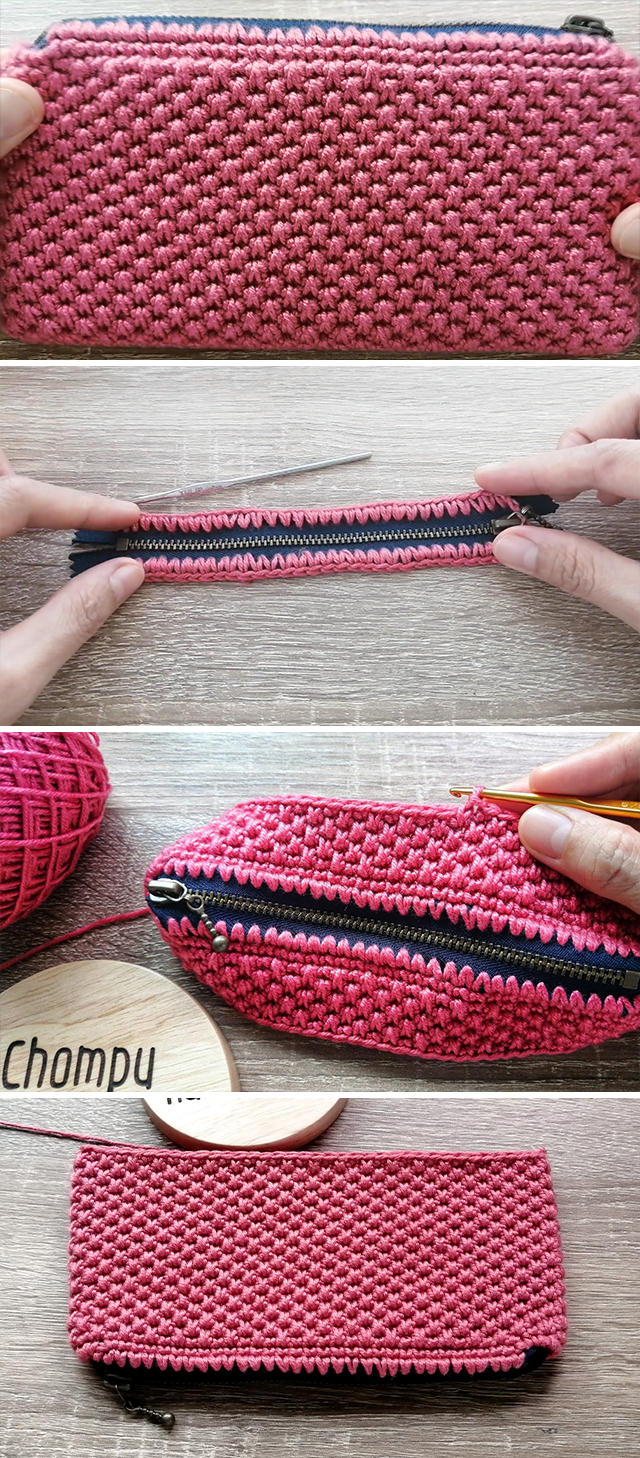 Crochet Purse With Zipper Pattern - This crochet purse with zipper uses one of everyone's favorite stitches; single crochet stitch, it's very easy and simple & perfect for beginners.