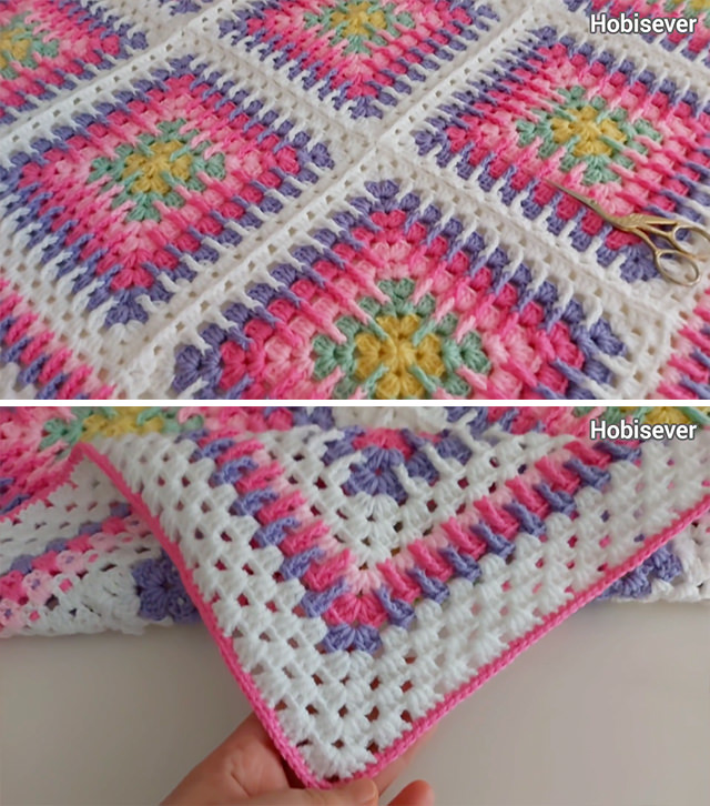 Granny Square Blanket Crochet Sided- Are you searching for a new pattern to crochet a solid granny square blanket? This is the right place. Let's learn how to make this beautiful mosaic blanket.