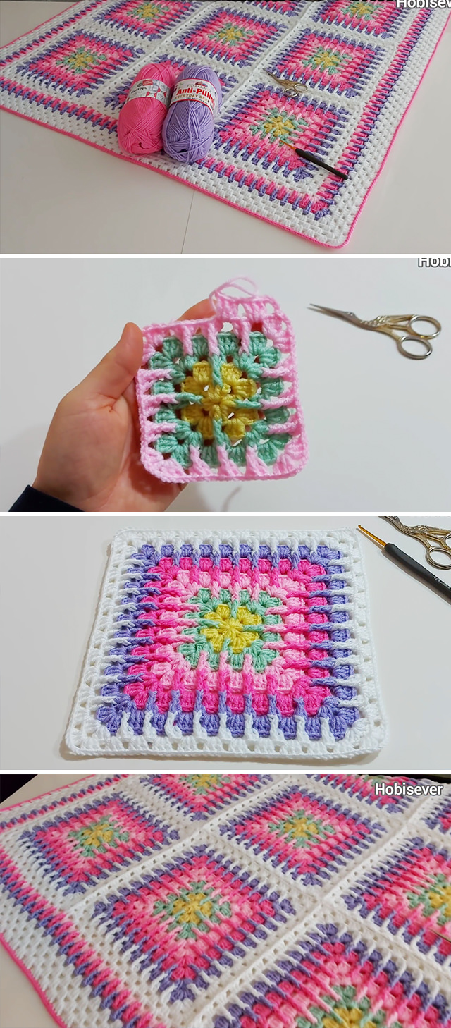 Solid Granny Square Blanket Crochet - Are you searching for a new pattern to crochet a solid granny square blanket? This is the right place. Let's learn how to make this beautiful mosaic blanket.