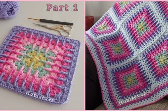 Solid Granny Square Blanket Featured - Are you searching for a new pattern to crochet a solid granny square blanket? This is the right place. Let's learn how to make this beautiful mosaic blanket.