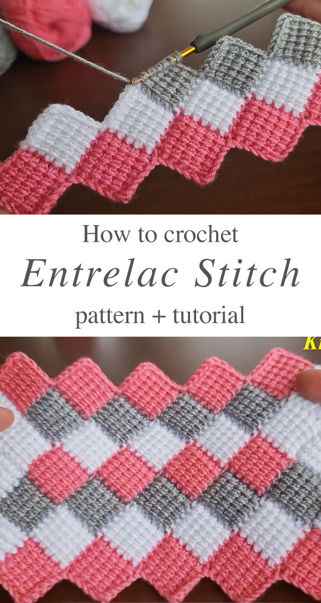 Crochet Entrelac Stitch - Learn how to make a beautiful and useful crochet entrelac stitch. Keep reading for the pattern and tutorial of this stitch.
