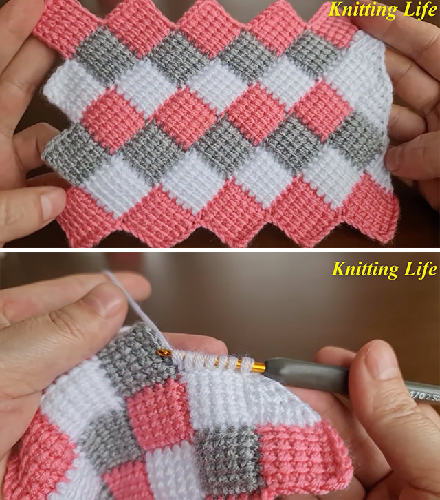 Entrelac Stitch Pattern Sided - Learn how to make a beautiful and useful crochet entrelac stitch. Keep reading for the pattern and tutorial of this stitch.