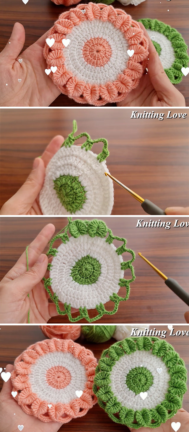 Crochet Flower Round Motif Pattern - If you're looking for a quick and easy project, why not try making this crochet flower round motif. This pattern is perfect for beginners and it takes no time to finish.