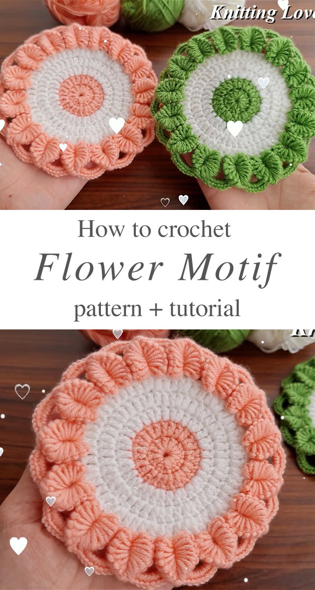 Crochet Flower Round Motif - If you're looking for a quick and easy project, why not try making this crochet flower round motif. This pattern is perfect for beginners and it takes no time to finish.