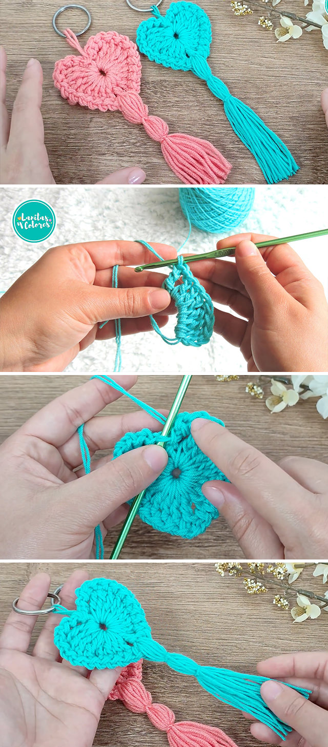 Crochet Heart Keychain Pattern - Learn making a unique crochet heart keychain by following this easy pattern. You can make this beautiful accessory in a few hours.