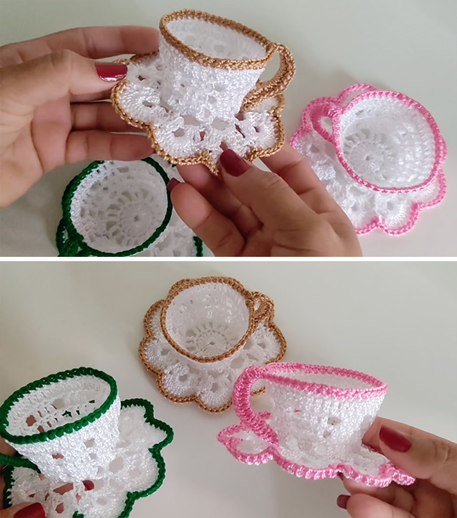 Crochet Tea Cup Pattern Sided - Create this cute easy crochet tea cup so fast and great to make in a variety of colors. Keep reading for the pattern and tutorial of it.