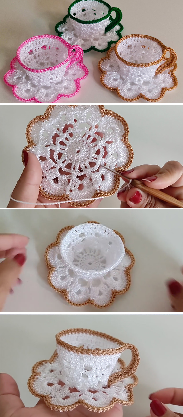 Crochet Tea Cup Pattern - Create this cute easy crochet tea cup so fast and great to make in a variety of colors. Keep reading for the pattern and tutorial of it.
